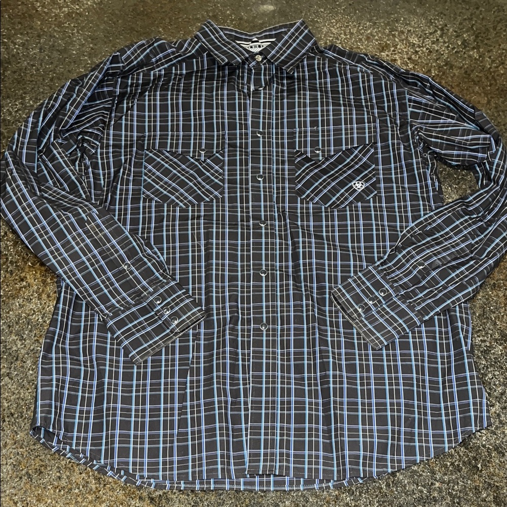 Ariat Men's Black and Blue Checkered Shirt
